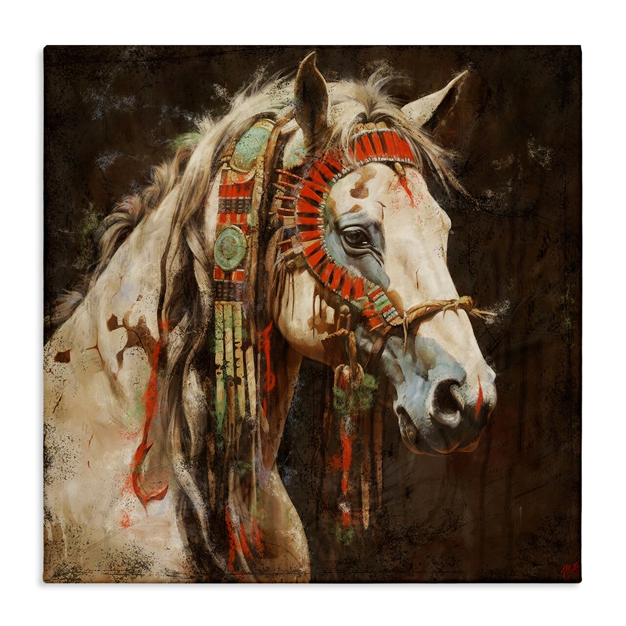 Stupell Industries Strong Traditional Horse Canvas Wall Art Design by Marta Wiley